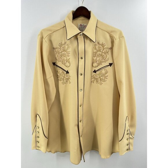 H Bar C Ranchwear Vintage Western Pearl Button Shirt Size 16.5 Mens